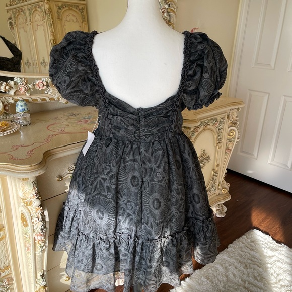 New Puff Dress in charcoal/ black/ white - Picture 5 of 11